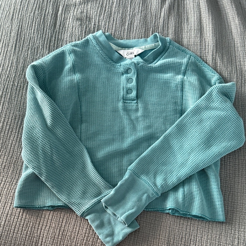 Athleta Girl Teal Button-Up Kids long sleeve